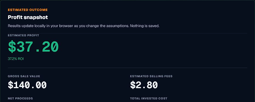 Positive profit result in the CS2 Profit Calculator